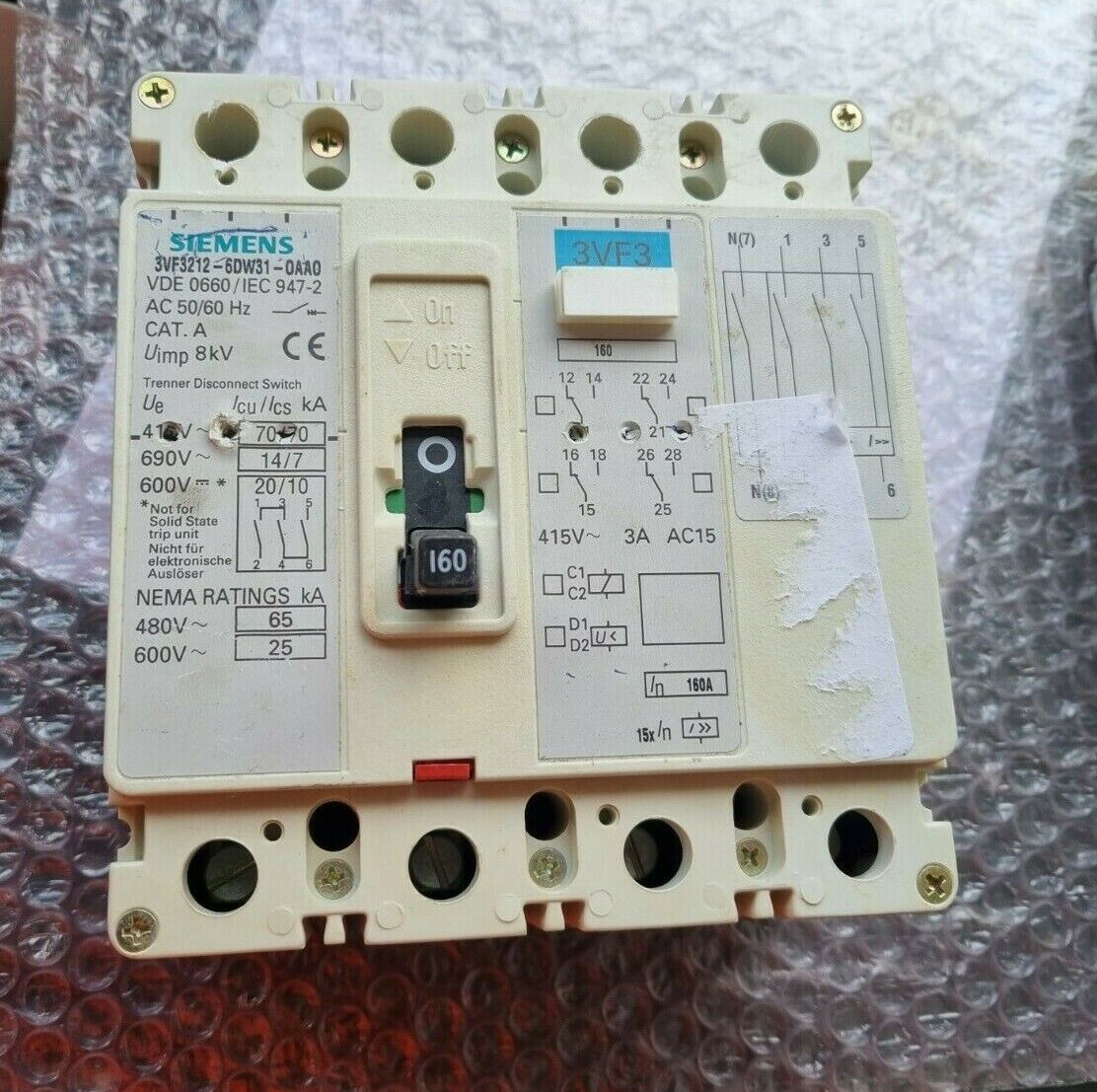 SIEMENS 3VF3212-6DW31-0AA0 CAT A CIRUIT BREAKER  (R5S3.3)