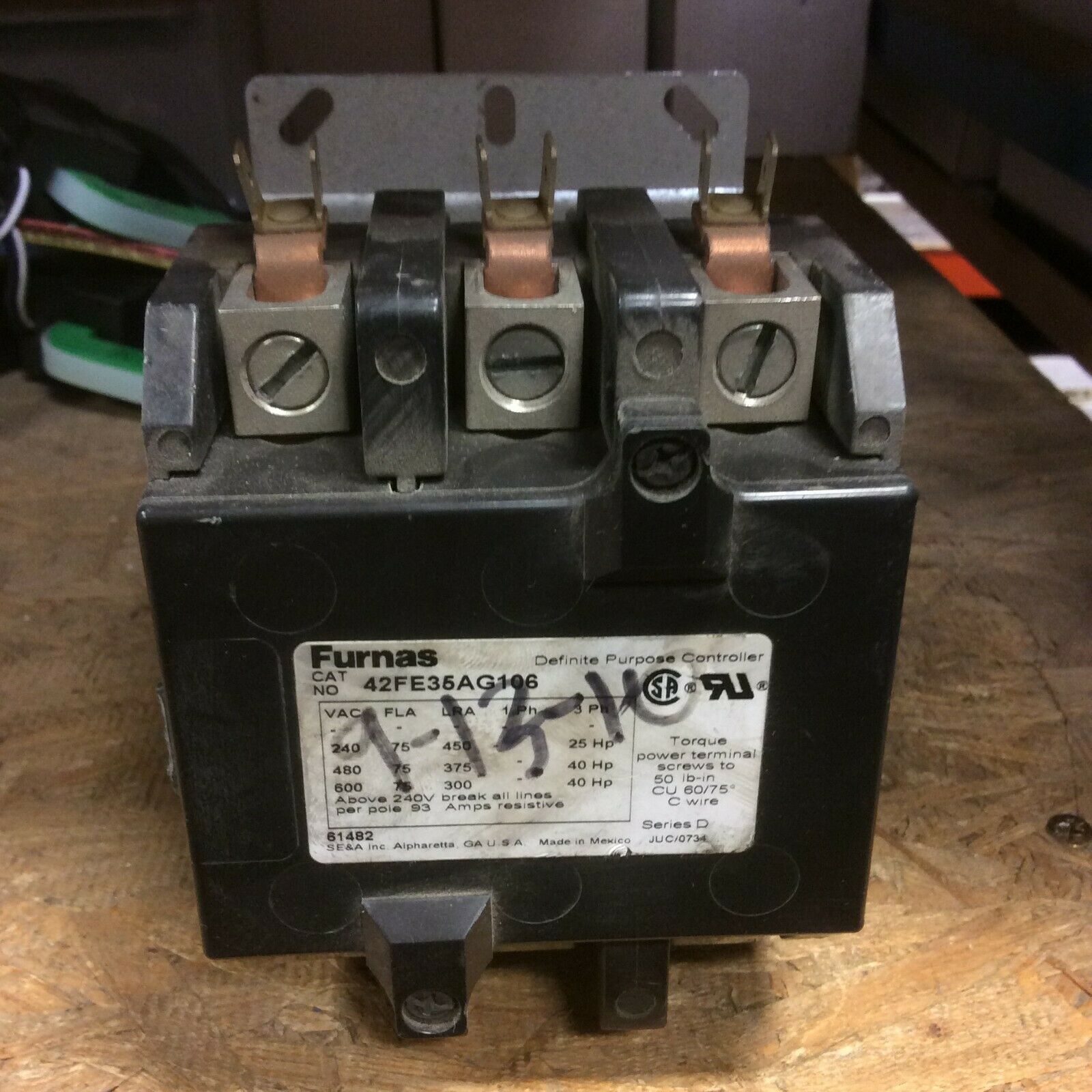 SIEMENS DEFINITE PURPOSE CONTACTOR 42FE35AG106 240V 93AMPS Used