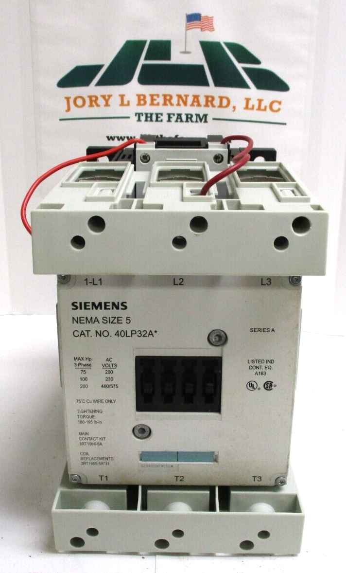 SIEMENS NEMA CONTACTOR, # 40LP32AH, SIZE-5, 3-PHASE, 3-POLE