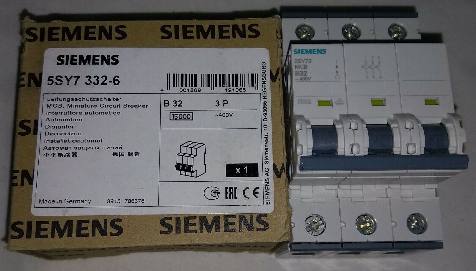 Siemens 5SY7332-6 Circuit Breaker 15KA 3-Pole B32