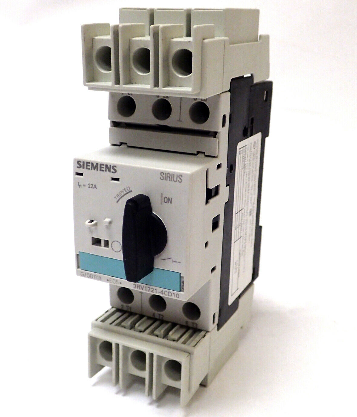 SIEMENS 3RV1721-4CD10 CIRCUIT BREAKER 480/277V 50kA 3 POLE N3RV172 TESTED