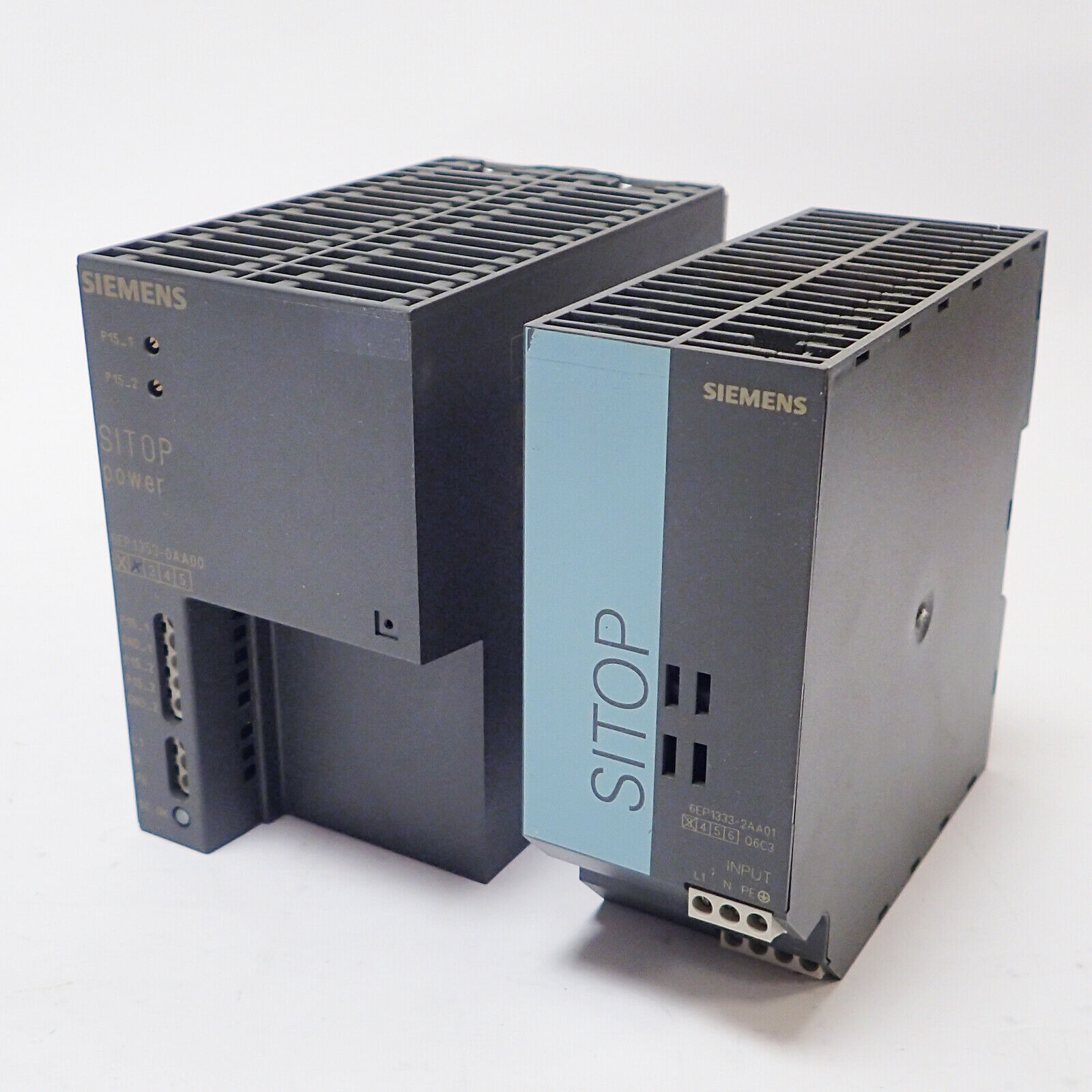 LOT OF 2 SIEMENS SITOP PWR SUPPLIES 6EP1353-0AA00/6EP1333-2AA01, 15V/3.5A 24V/5A