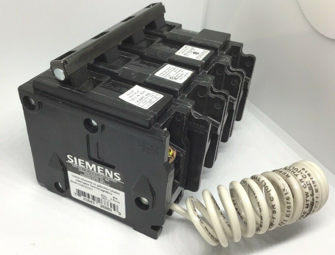 Siemens B38000S01- Shunt Trip- 80AMP - 3 Pole - Circuit Breaker - 240V - NEW