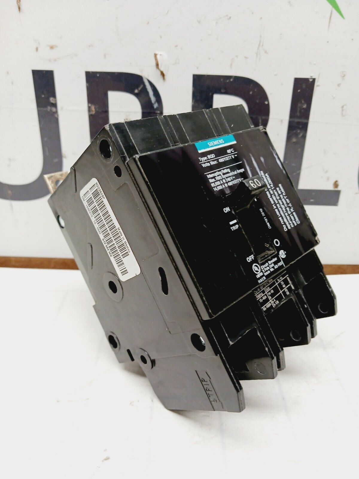 SIEMENS BQD360BP 60 AMP BOLT-ON CIRCUIT BREAKER 3 POLE 480Y/277 VAC