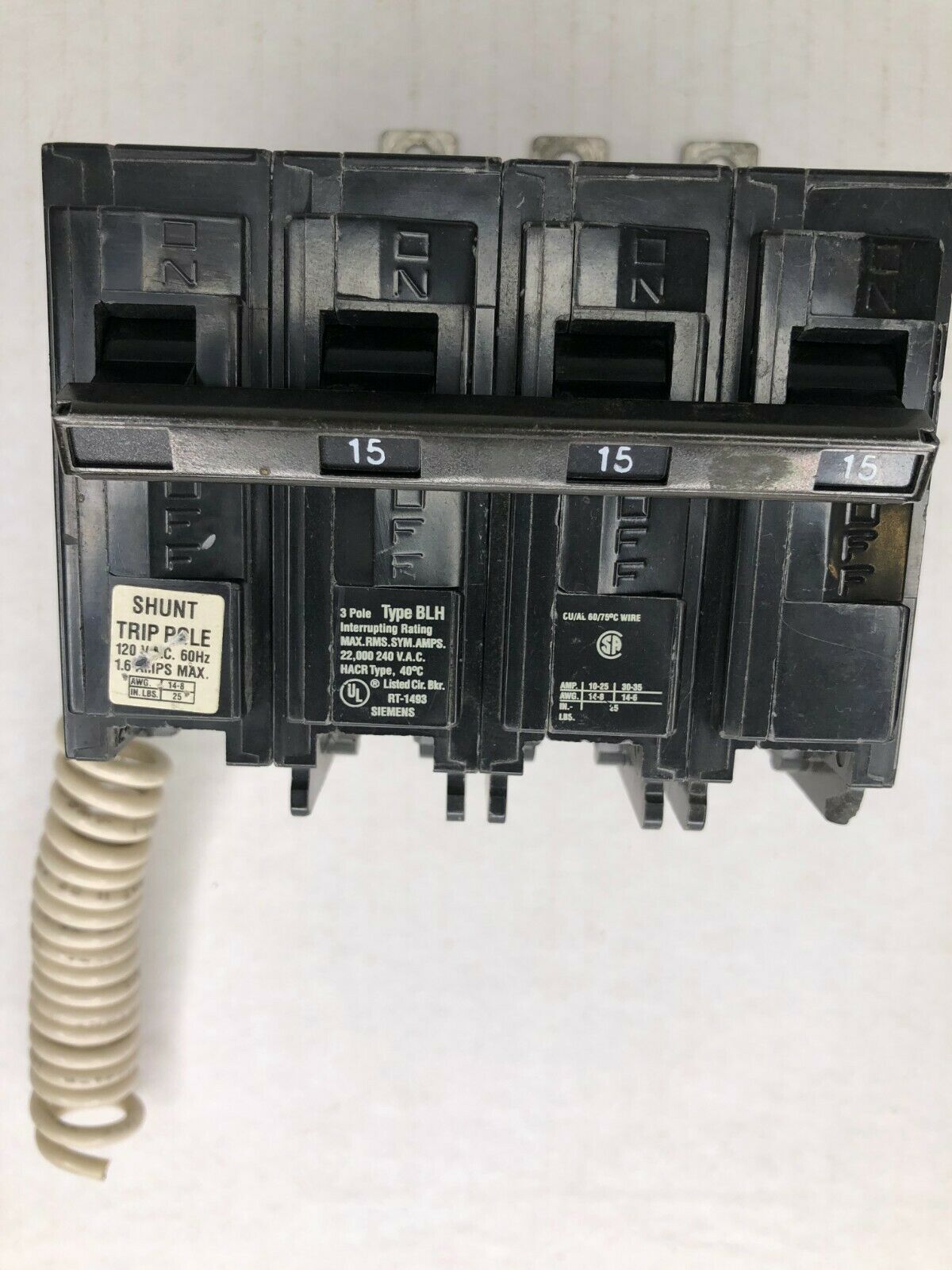 SIEMENS B315H00S01 3P, 15A CIRCUIT BREAKER