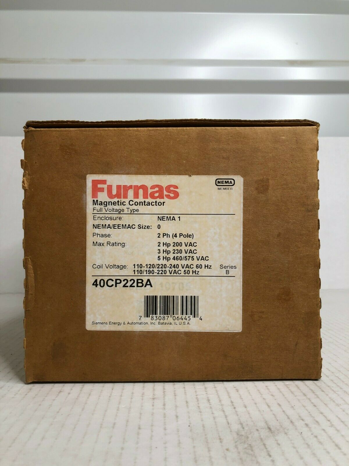 SIEMENS FURNAS 40CP22BA MAGNETIC CONTACTOR FULL VOLTAGE TYPE