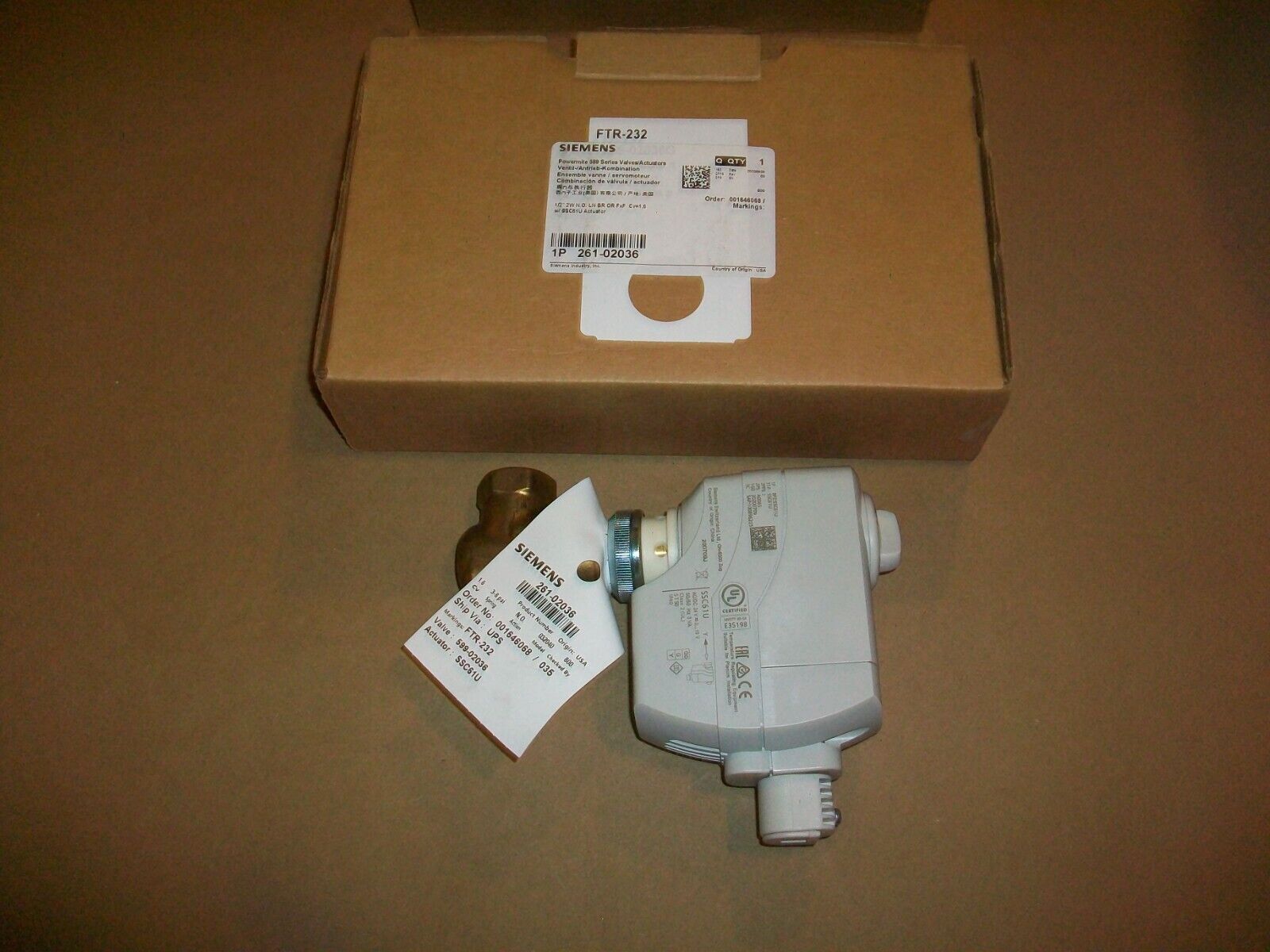 SIEMENS Powermite 261-02036 Valve/Actuator Valve: 599-02036  Actuator: SSC61U