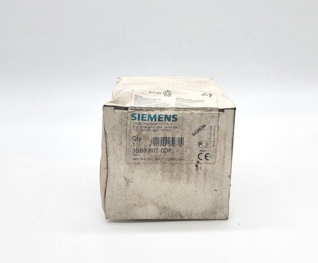 Siemens 3SB3801-0DF Emergency Stop Push Button