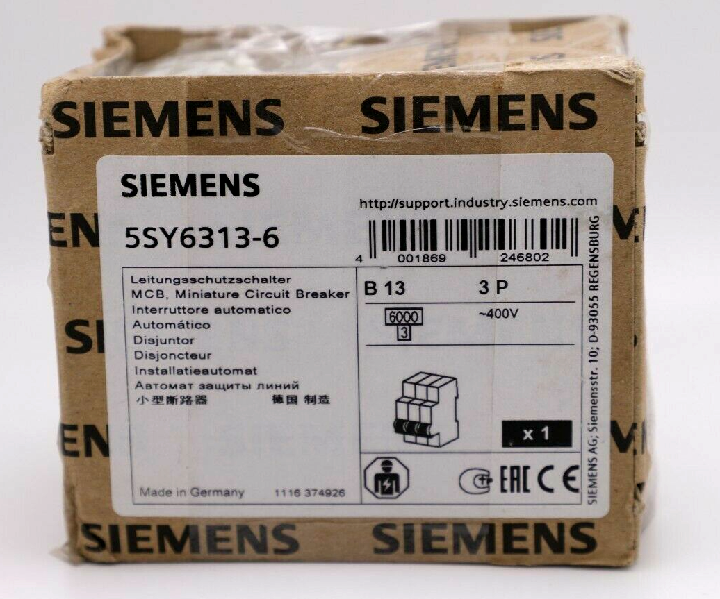 Siemens 5SY6313-6 13 Amp 3 Pole 400 V Circuit Breaker 5SY63 MCB B13 5SY63136