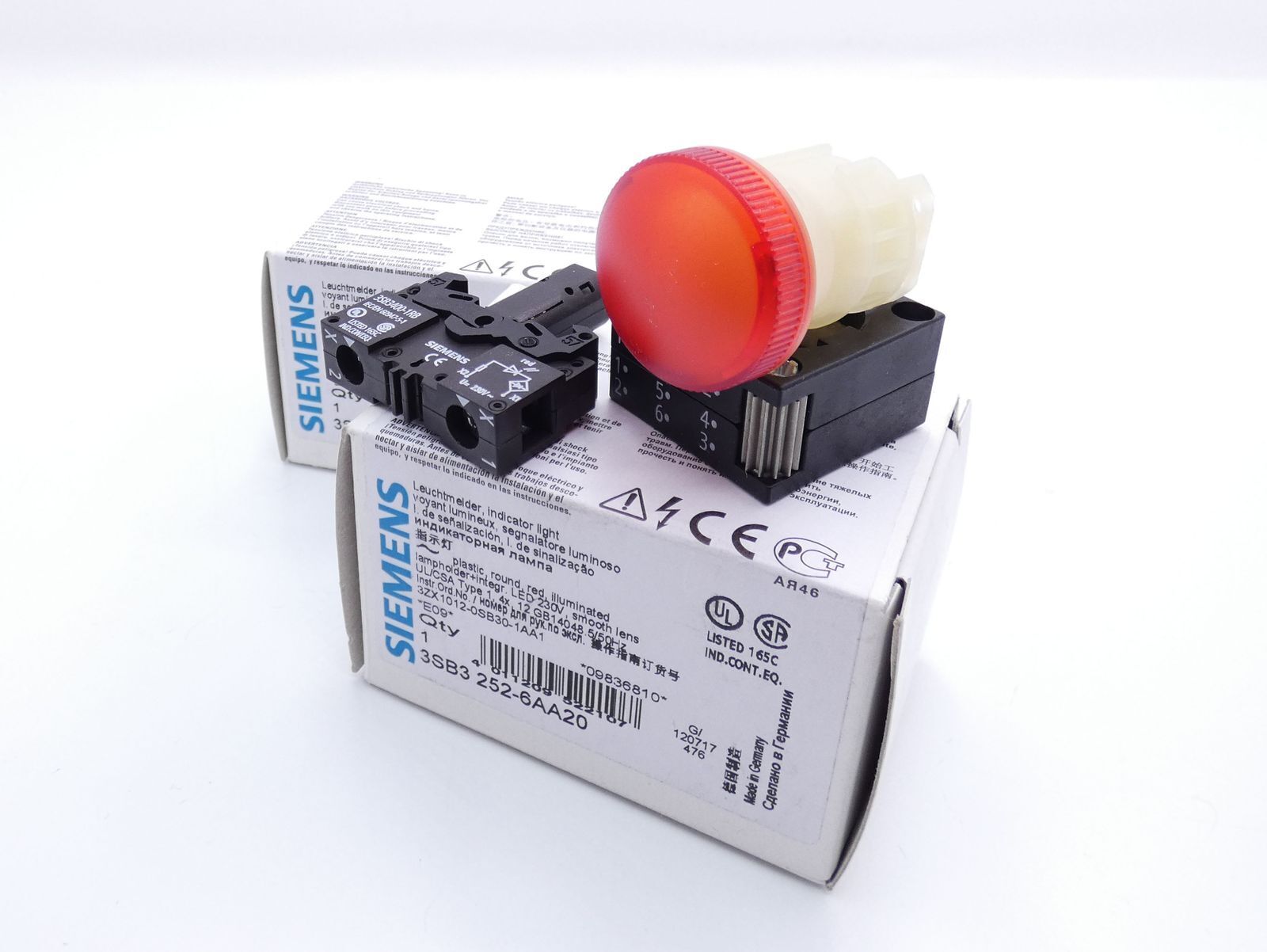 2x Siemens 3SB3 252-6AA20 3SB3252-6AA20 E-Stand: 09 Leuchtmelder -unused/OVP-