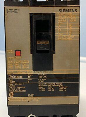 Siemens I-T-E HED43B040 40A Sentron Circuit Breaker HED4 ITE 3P 40 Amp bad label