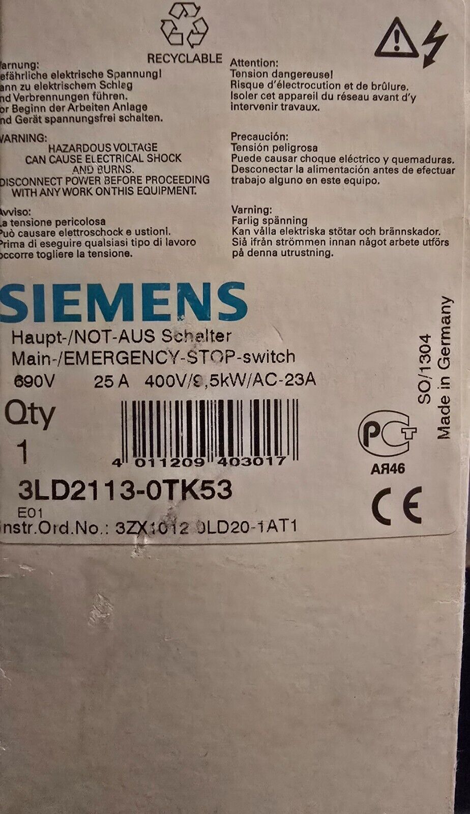 SIEMENS 3LD2113-0TK53
