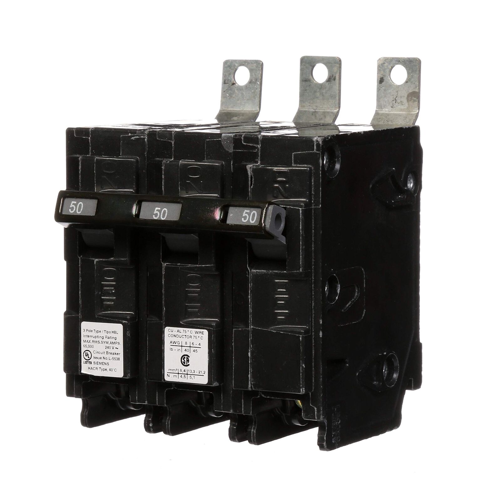 Siemens B350HH 50-Amp Three Pole 240-Volt 65KAIC Bolt in Breaker
