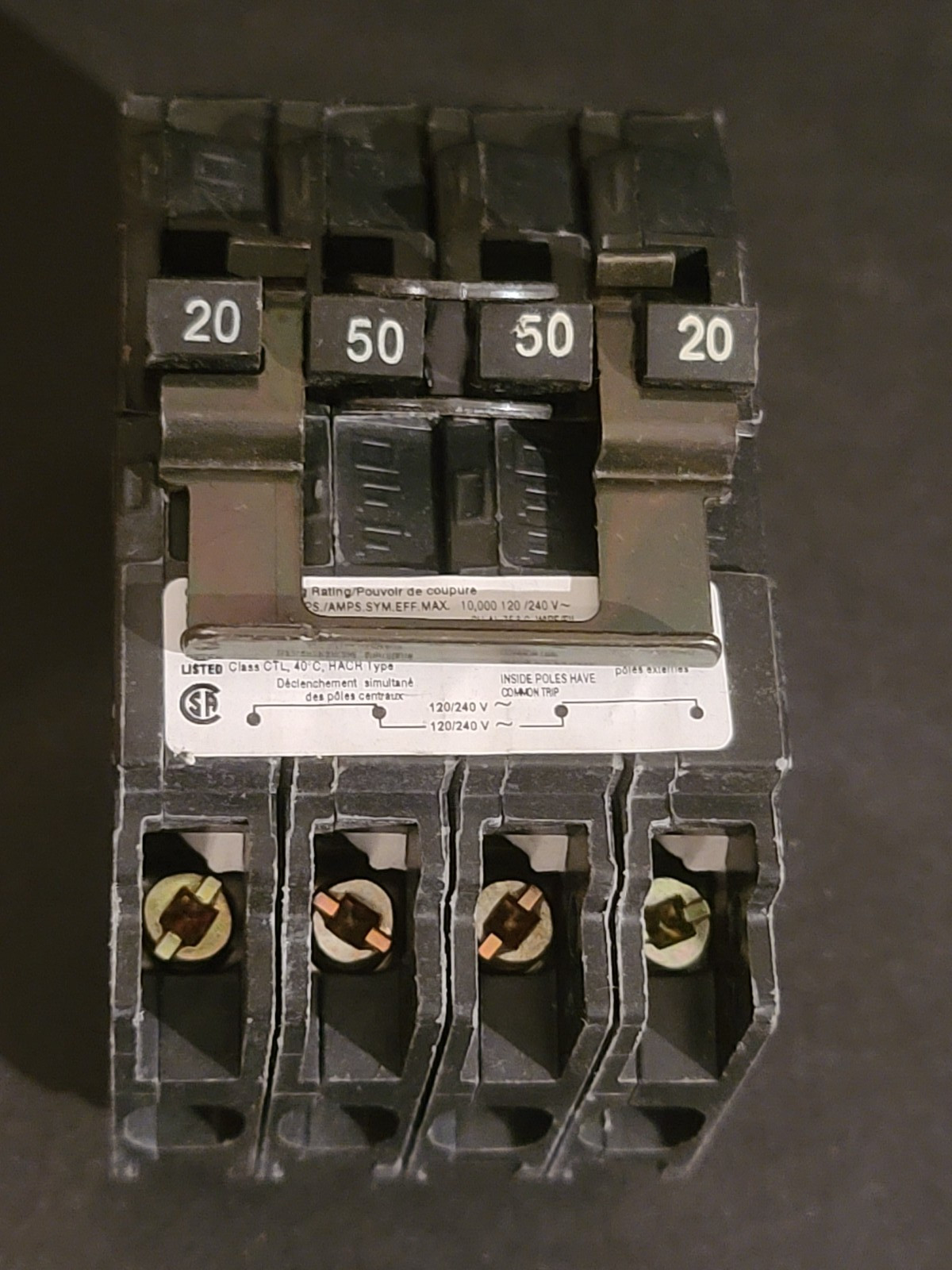 NEW SIEMENS Q22050CT 2 POLE 20/50 AMP 120/240 VOLT Quad CIRCUIT BREAKER