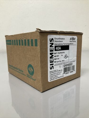 New In Box Siemens B340H00S01 40 Amp, 3 Pole, 240 Volt Breaker