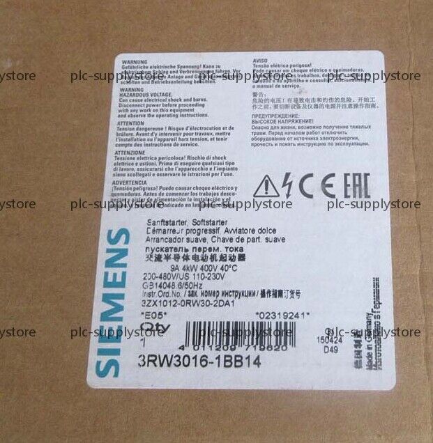 ONE NEW Siemens Electronic Soft Starter 3RW3016-1BB14 4KW/9A