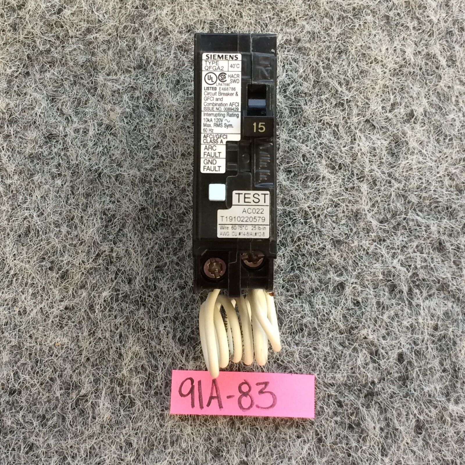 NTO Siemens ‎Q115DF 15A 120v Dual Function AFCI GFCI Circuit Breaker *Fast Ship*