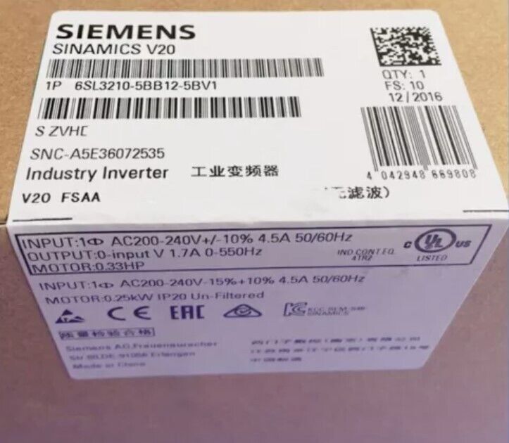 New In Box Siemens 6SL3210-5BB12-5BV1 / 6SL3 210-5BB12-5BV1 PLC Module