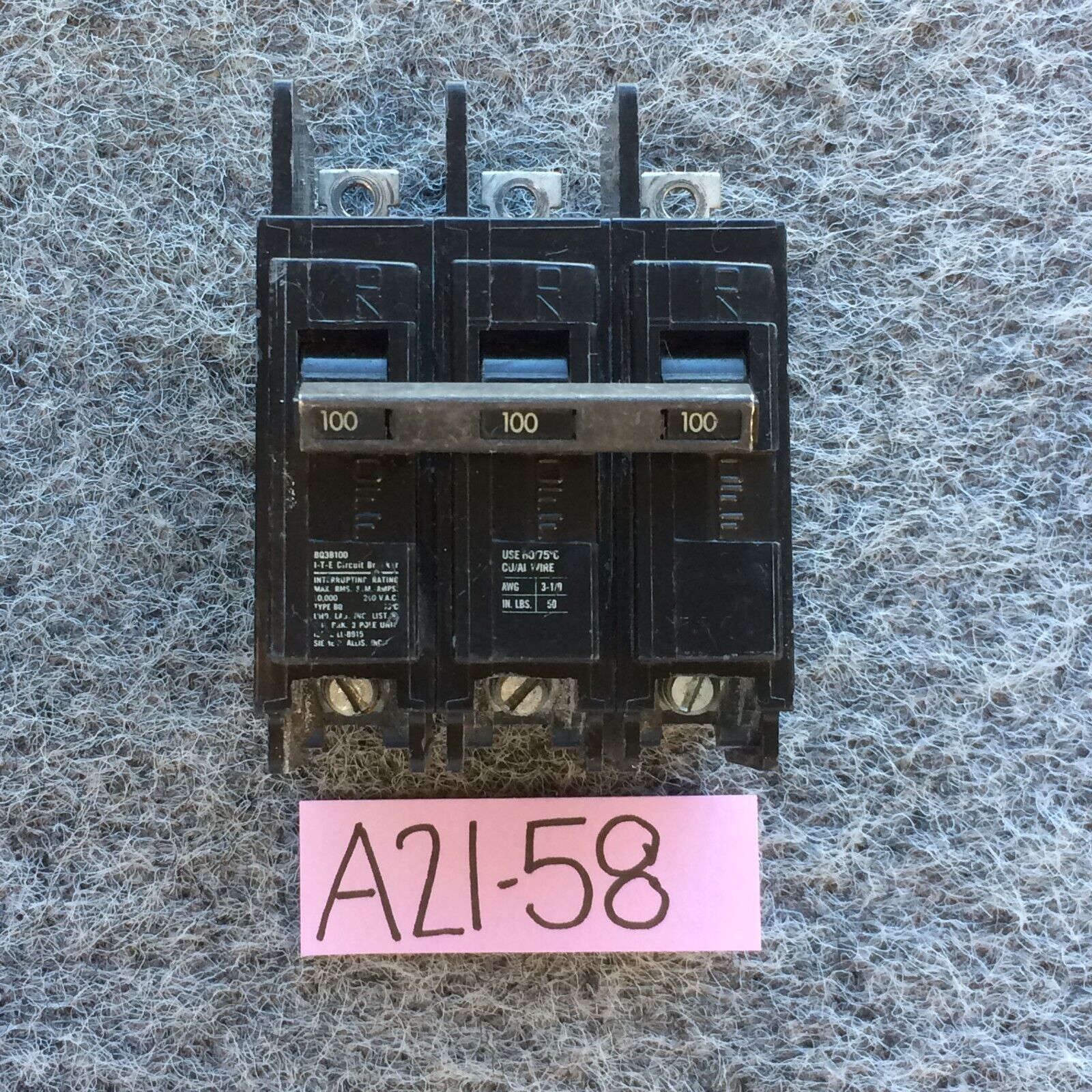 Siemens BQ3-B100 ITE Circuit Breaker 100A 3Pole (Ships Same Day)