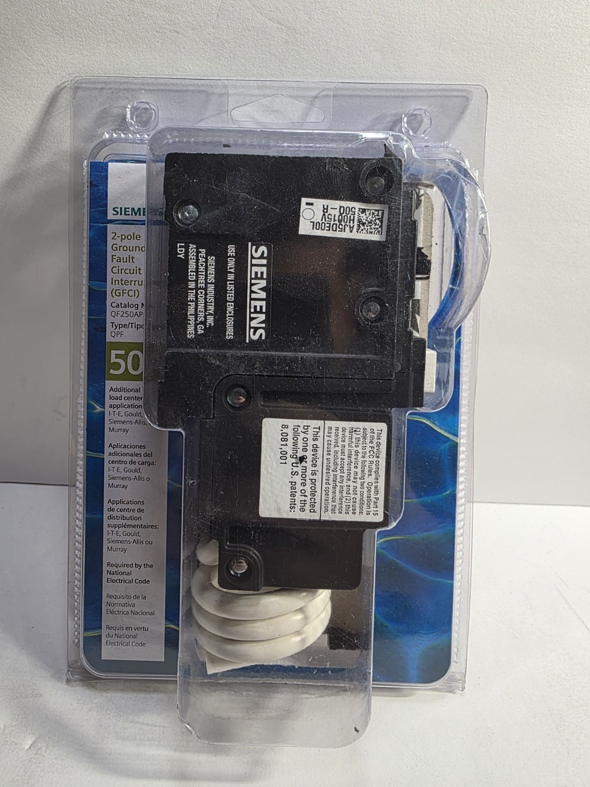 Read* Siemens 50A 2Pole Ground Fault Circuit Interrupter (GFCI) Type QPF QF250AP