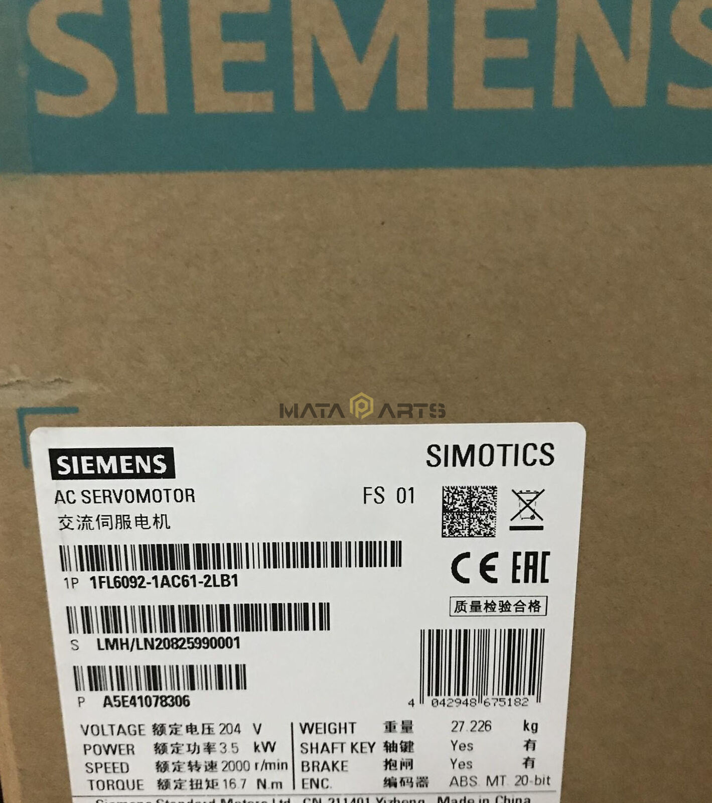 1PCS SIEMENS Servo Motor 1FL6092-1AC61-2LB1 NEW