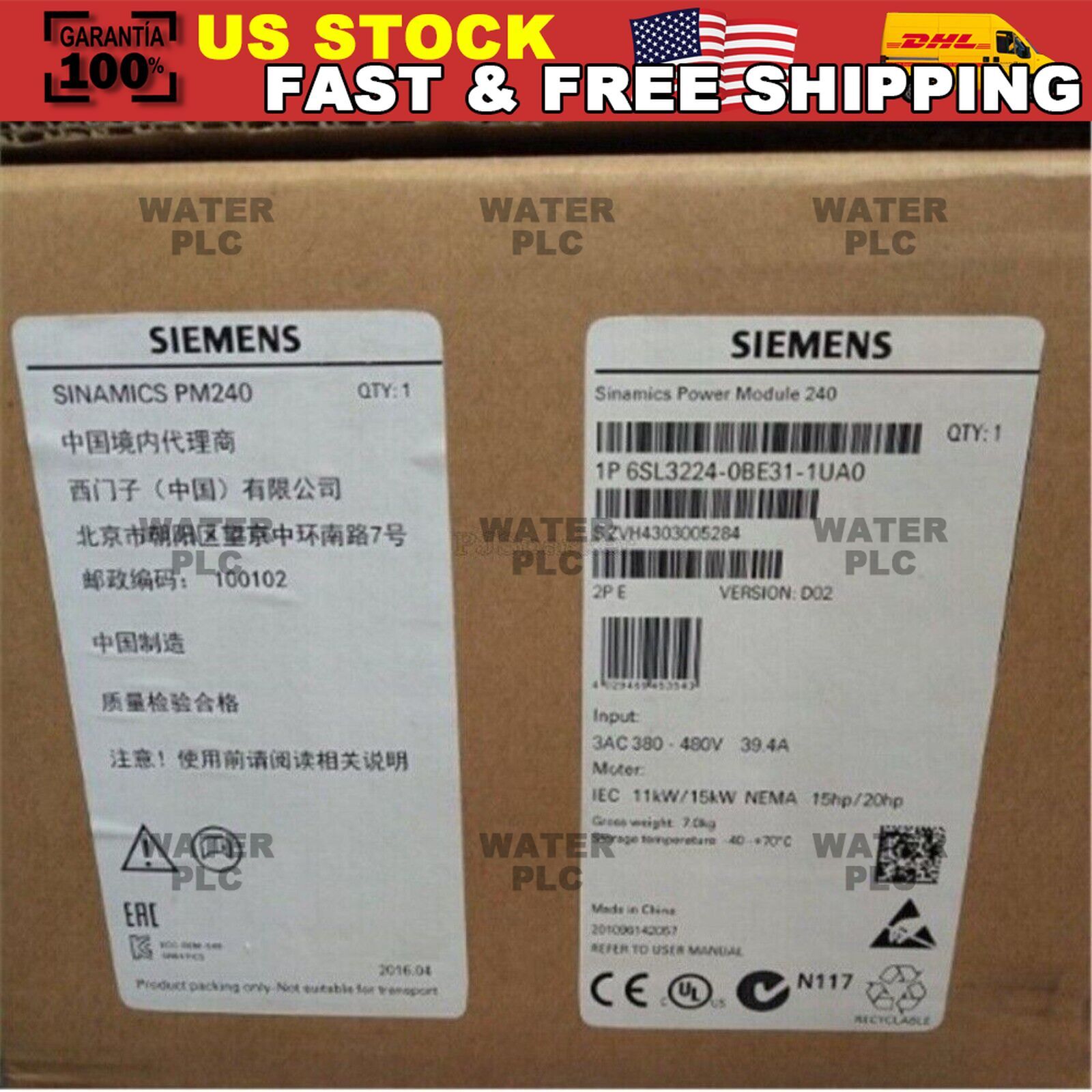 New Siemens 6SL3224-0BE31-1UA0 G120 PM 240 Power Module 6SL3 224-0BE31-1UA0
