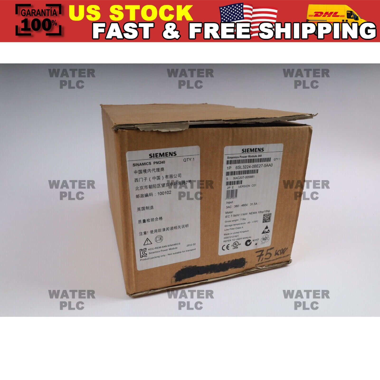 New Siemens 6SL3224-0BE27-5AA0 G120 PM240 Power Module 6SL3 224-0BE27-5AA0