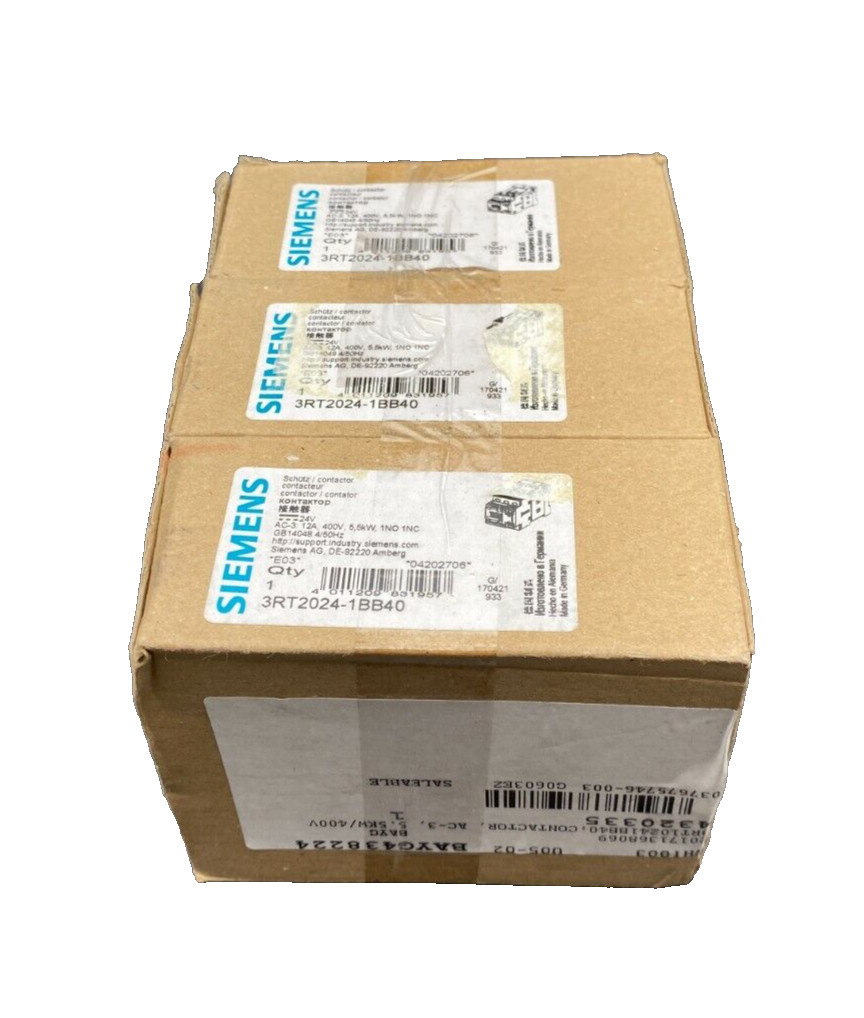 SIEMENS SIRIUS 3RT2024-1BB40 CONTACTOR 24V 12A x 3 pc