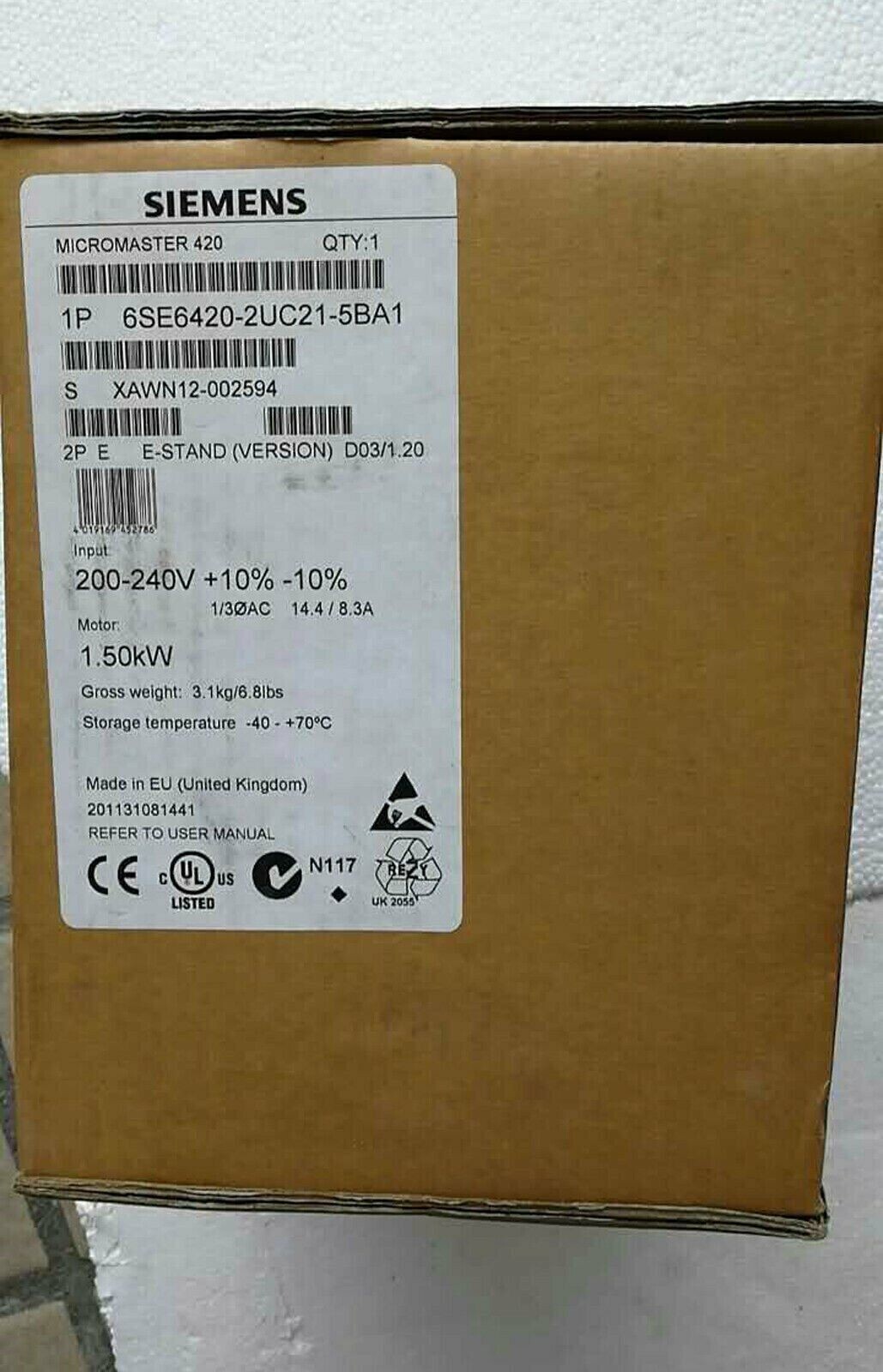 New Siemens 6SE6 420-2UC21-5BA1 /6SE6 420-2UC21-5BA1  PLC Module