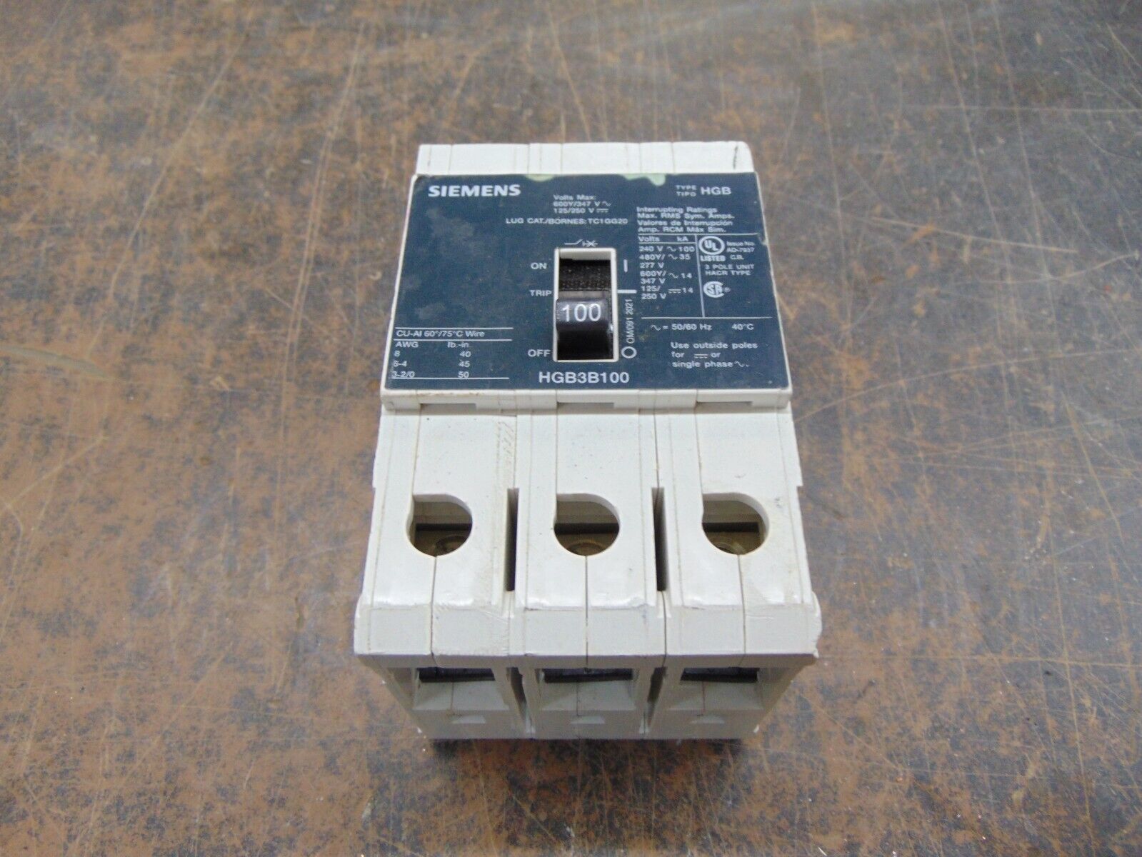 Siemens HGB3B100 100 Amp 3 Pole