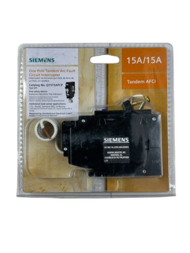 Siemens 15 Amp 120V 1-Pole Tandem CAFCI Type QTA Circuit Breaker Q1515AFCP NEW