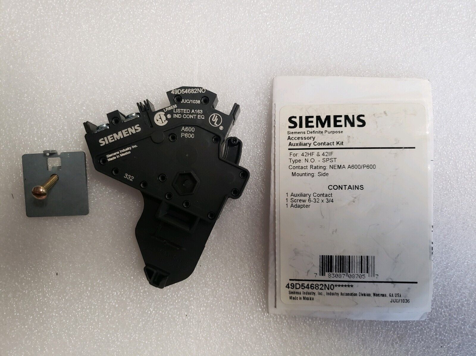 GENUINE SIEMENS / FURNAS 49D54682NO Auxiliary Contact 1NO
