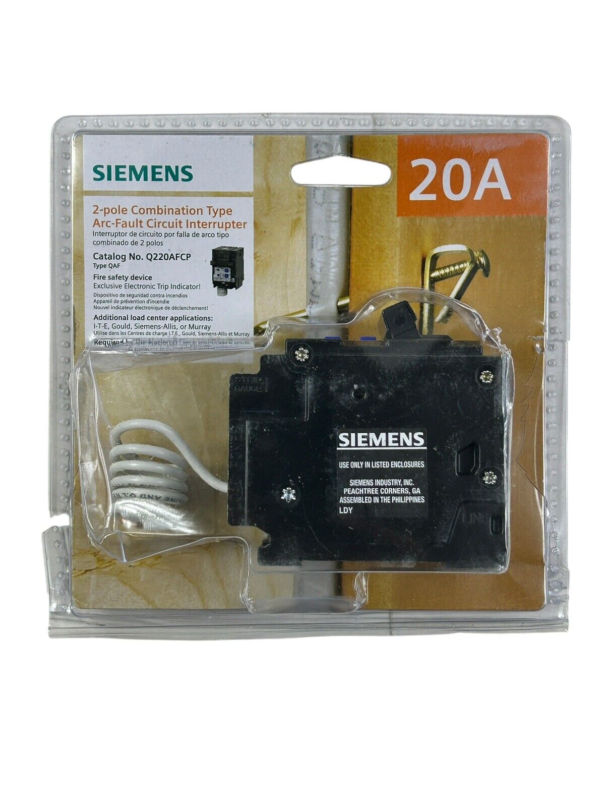 Siemens Q220AFCP QAF 20 Amp Double-Pole Combination AFCI Circuit Breaker