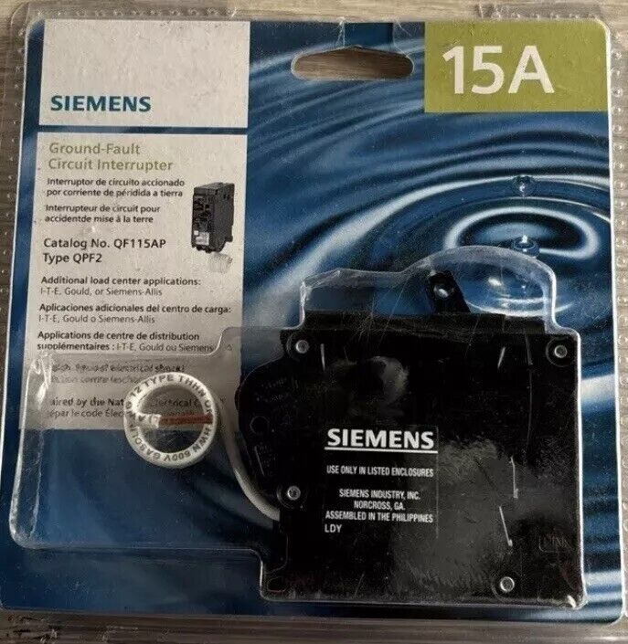 Siemens 15 Amp Single Pole Type QPF2 QF115AP GFCI Circuit Breaker Brand new