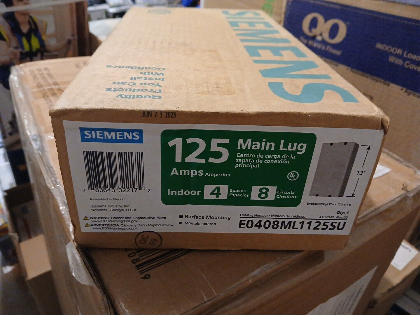 Siemens 125A 4 SPACE 8 Circuit Panel INDOOR Main Lug E0408ML1125SU