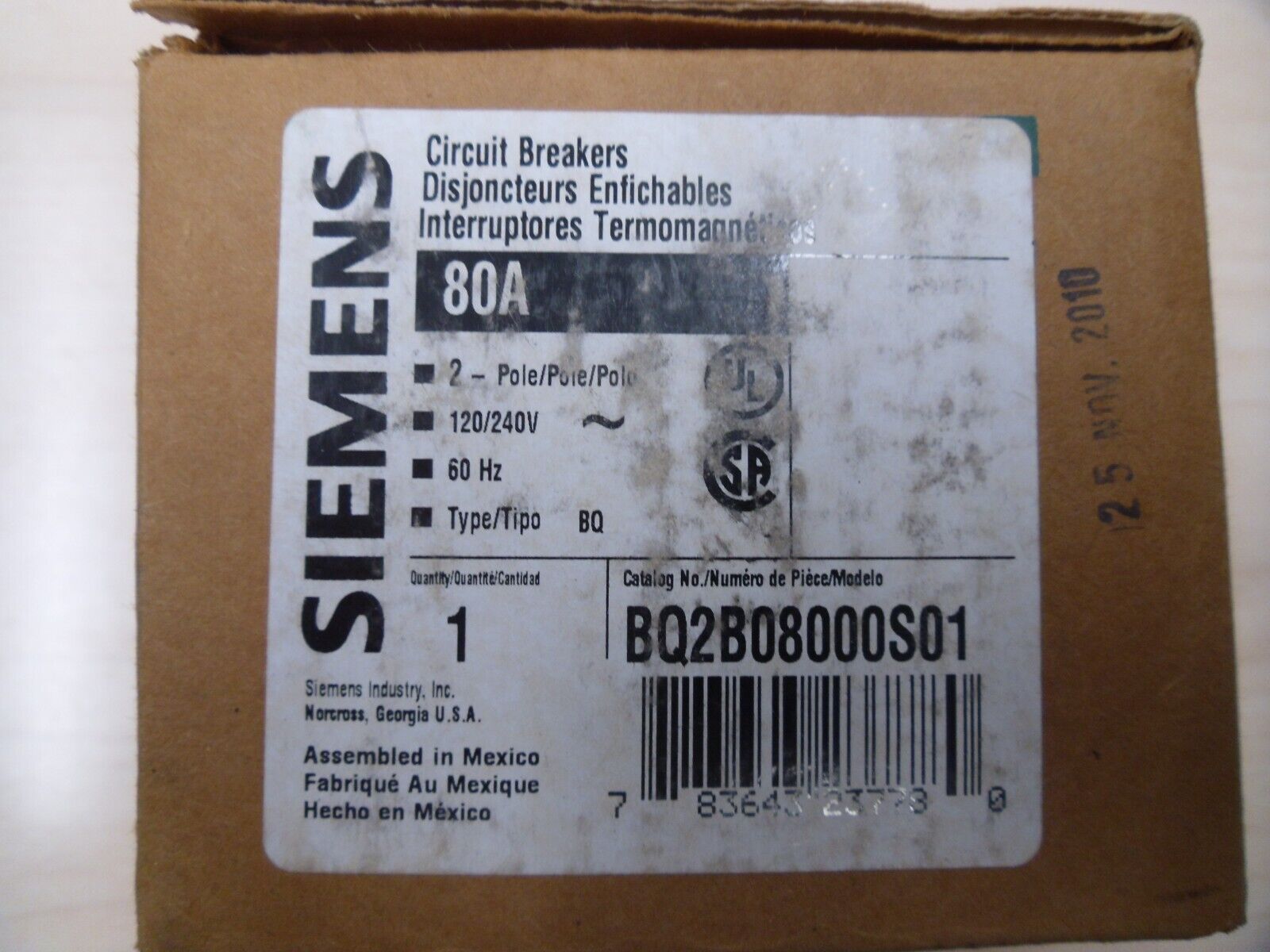 BQ2B08000S01 80a  amp Siemens Miniature Circuit Breaker 6FMK8   D3