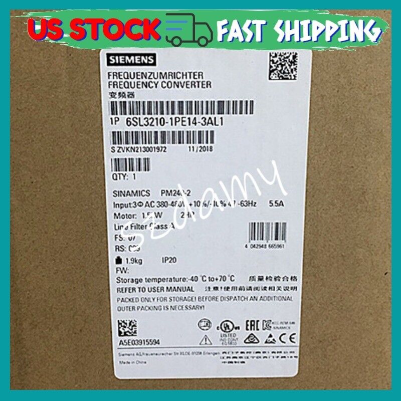 Siemens SINAMICS 6SL3 210-1PE14-3AL1 Power Module 6SL3210-1PE14-3AL1 New In Box