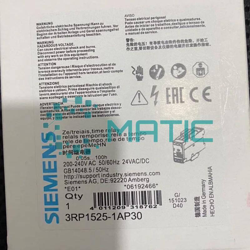 New Siemens LED 24 VDC/AC/200 3RP1525-1AP30 Time Delay Relay Timer