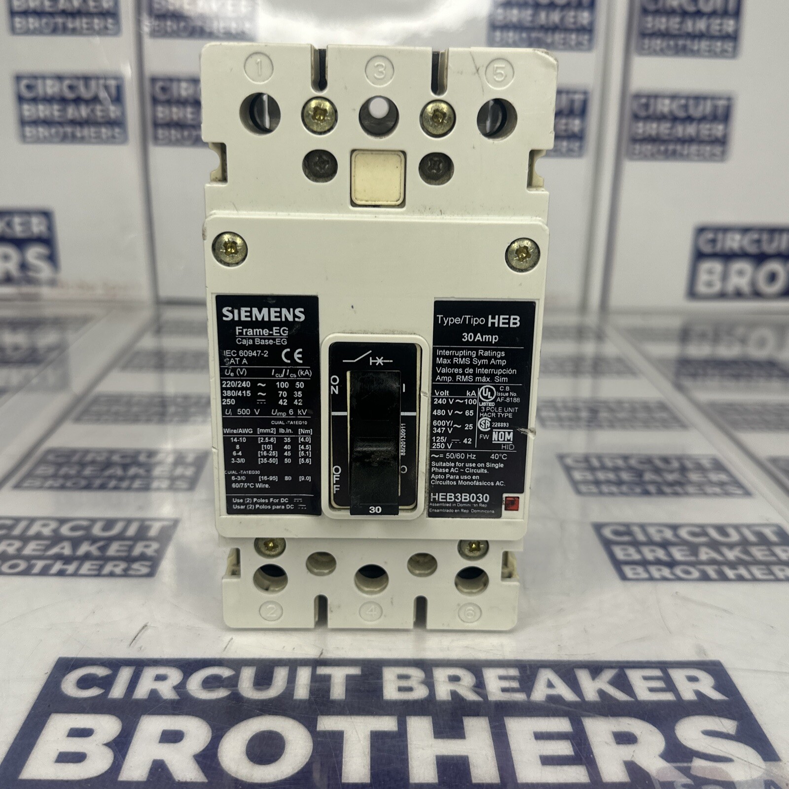 Siemens HEB3B030 30 Amp 600V 3 Pole 65kA Circuit Breaker-Warranty Ship Same Day