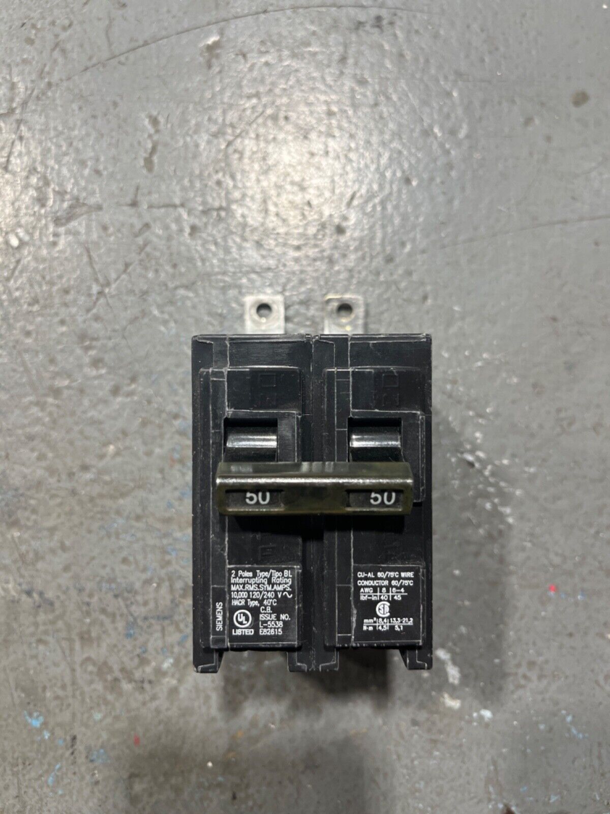 Siemens B250 50A 2 Pole Circuit Breaker