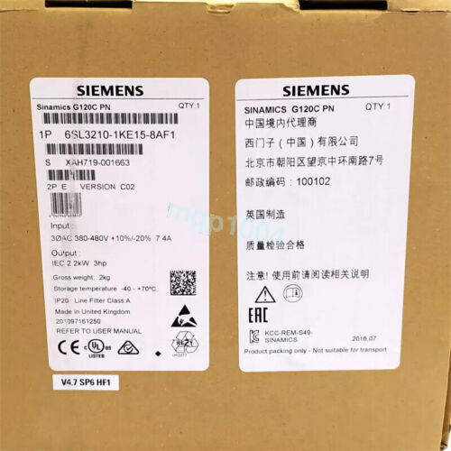 New Siemens 6SL3 210-1KE15-8AF1 6SL3210-1KE15-8AF1 In Box Expedited Shipping