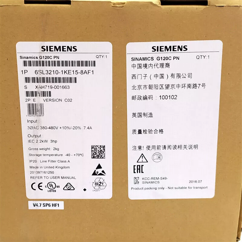 New Siemens 6SL3 210-1KE15-8AF1 6SL3210-1KE15-8AF1 In Box Expedited Shipping