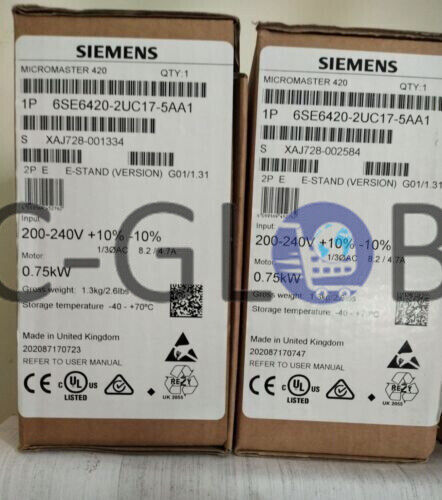 NEW Siemens 6SE6 420-2UC17-5AA1 6SE6420-2UC17-5AA1 0.75KW / 220V