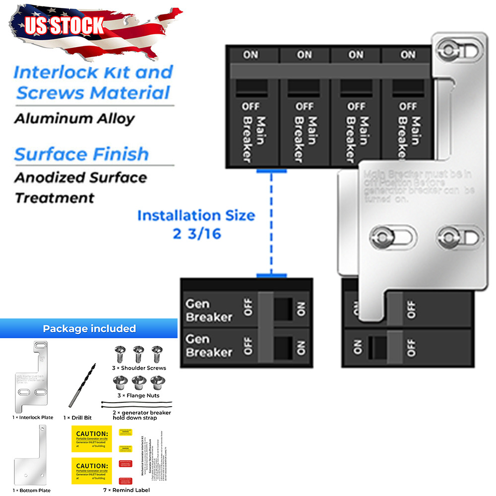 2 3/16 Generator Interlock Kit For GE/Siemens /Murray/ ITE 150 And 200 Amp Panel
