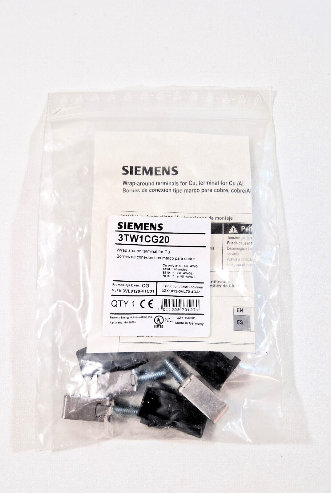 (3,30€/Unit) VPE 3 Pieces Siemens 3TW1CG20 Wrap Around Terminal for Cu