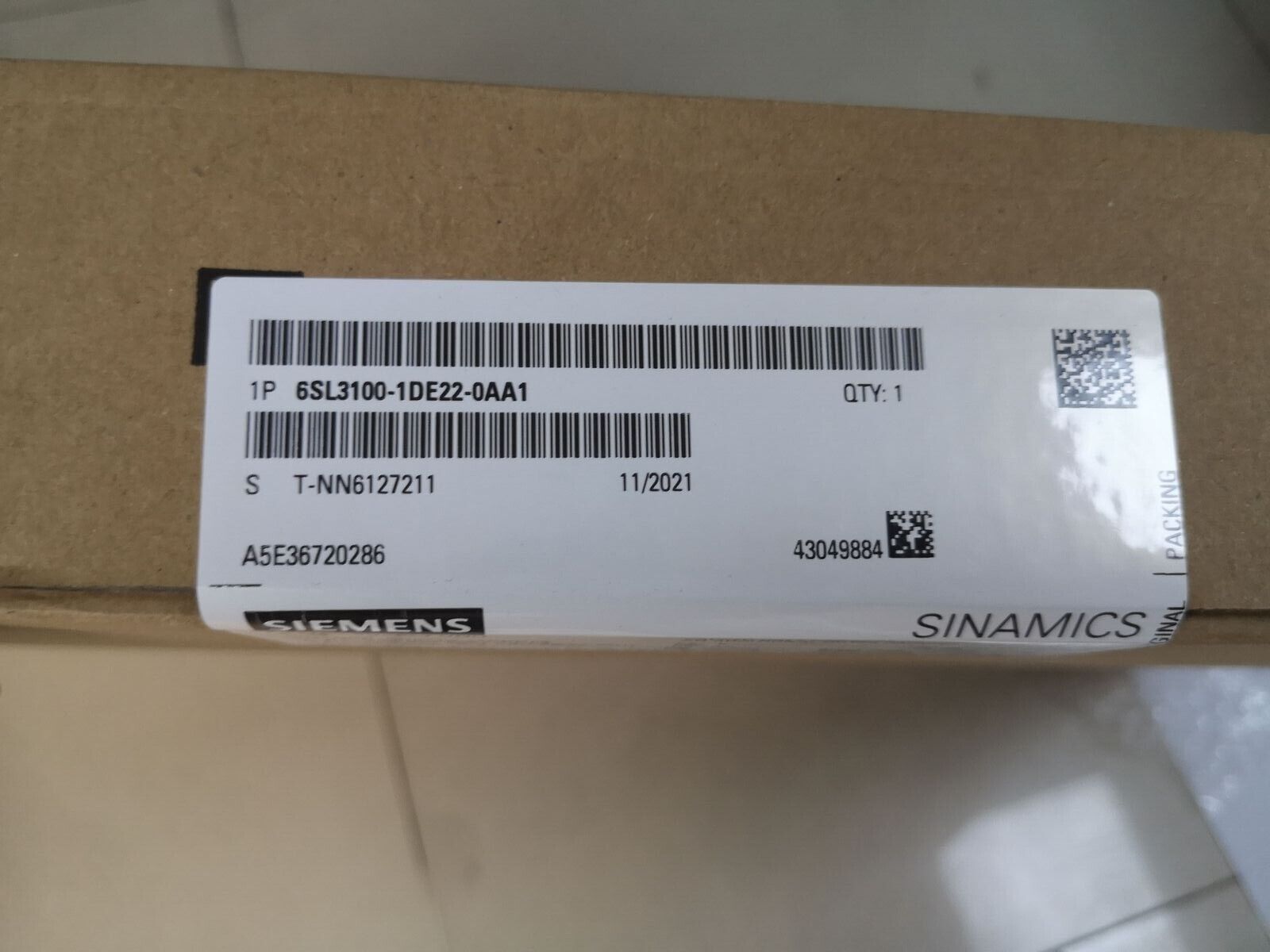 1PCS 6SL3 100-1DE22-0AA1 NEW SIEMENS CONTROL SUPPLY MODULE