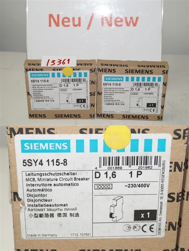 Siemens 5SY4115-8 Dispositif Disjoncteur MCB Miniature Disjoncteur D 1,6 1