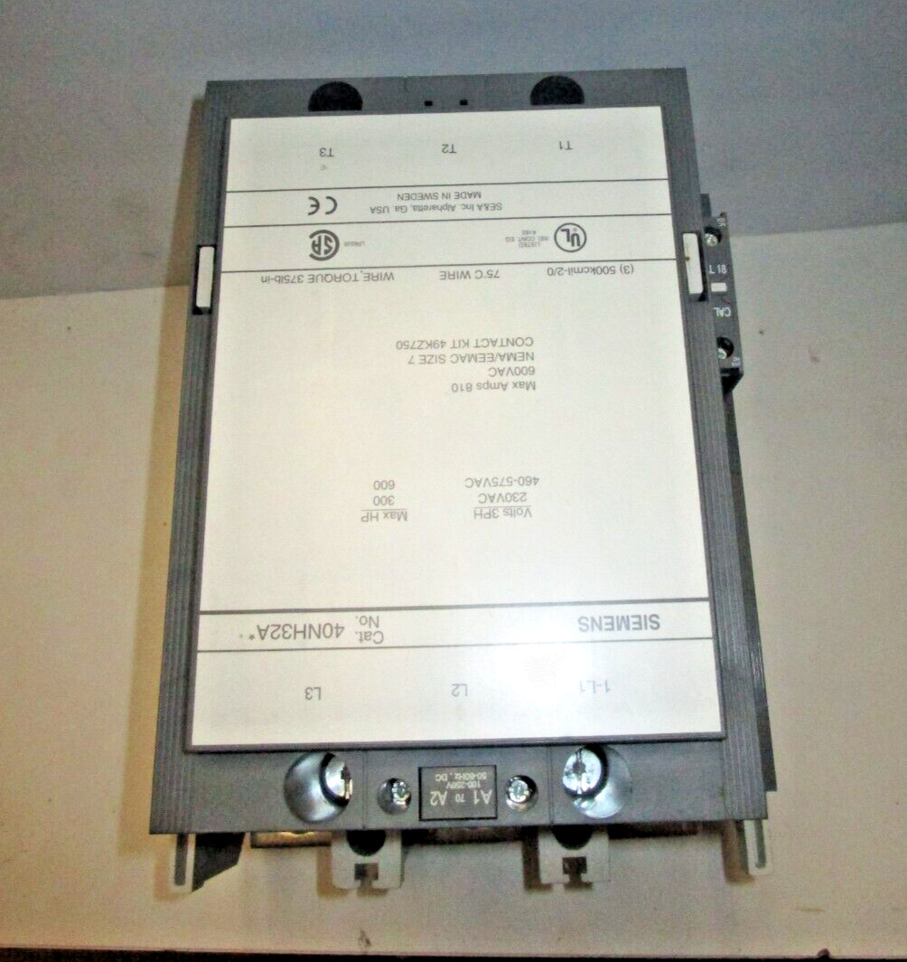 New Siemens 40NH32A* Size 7 Heavy Duty Contactor Coil: 250-500V