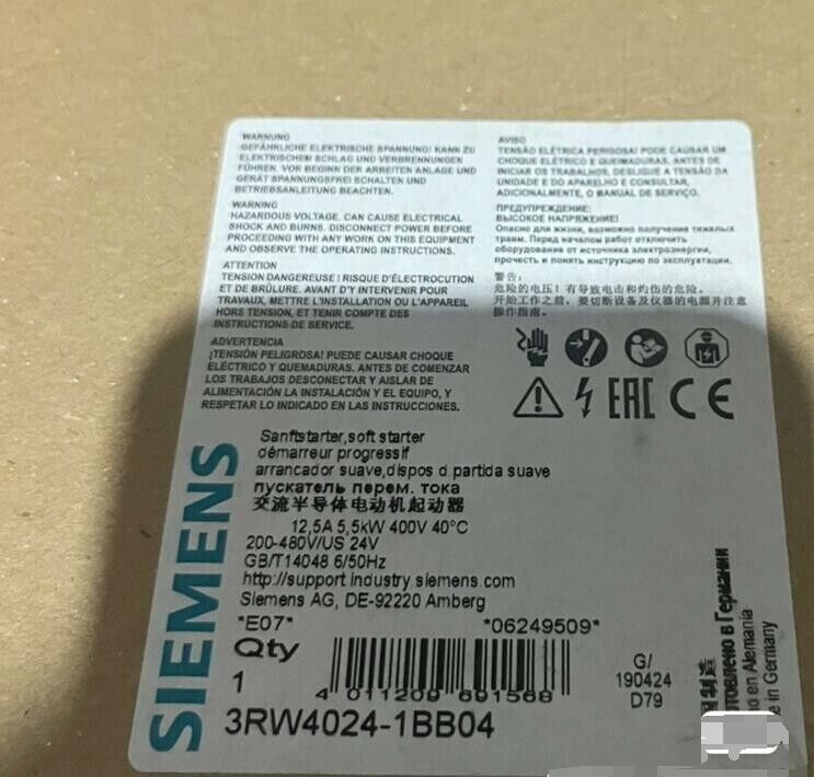 1PC New SIEMENS 3RW4024-1BB04 3RW40241BB04 Soft Starter Expedited Shipping
