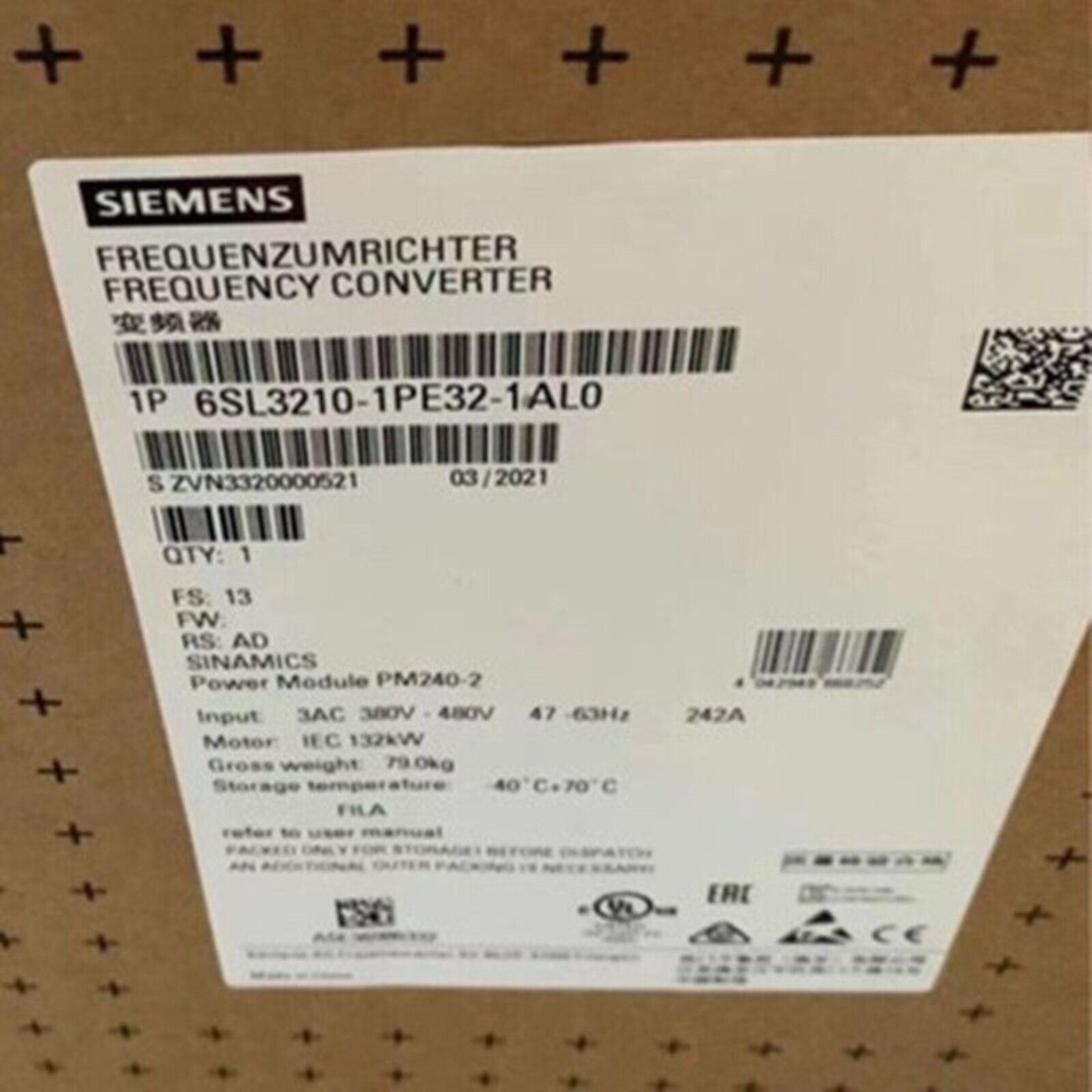 New Siemens 6SL3 210-1PE32-1AL0 6SL3210-1PE32-1AL0 G120 POWER MODULE PM240-2